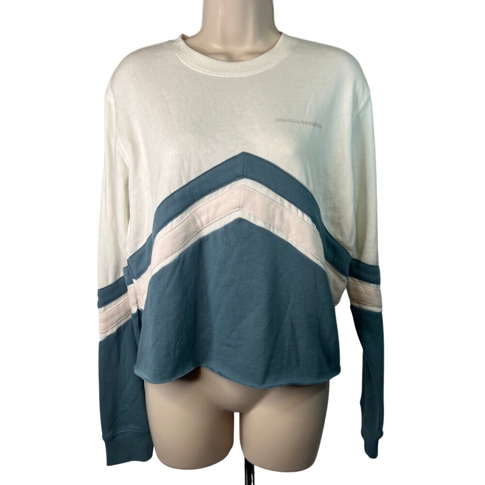 Spiritual Gangster Cropped Chevronโ Pullover Athletic Sweater Size Small